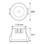 Foco empotrar LED fijo Redondo Ø55mm PUNT 4W 24º UGR15
